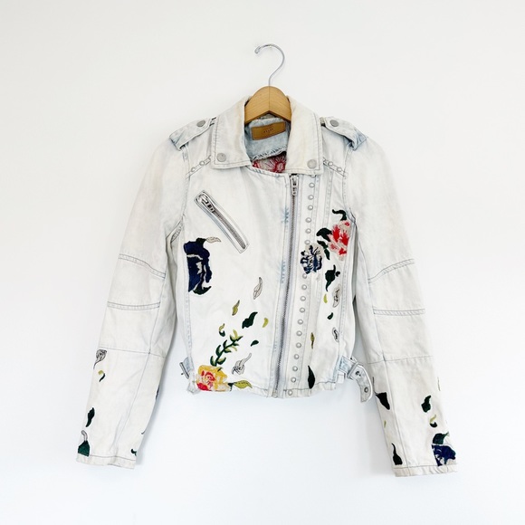 Blank NYC Jackets & Coats Blank Nyc Embroidered Denim Moto Jacket